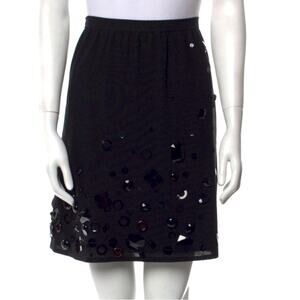 Moschino Black Wool A-Line Embellished Skirt Womens M